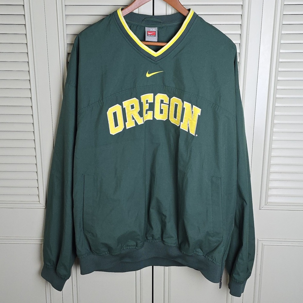Nike Oregon Ducks Center Swoosh Pullover Windbreaker Jacket‎ Men Sz XXL Y2K